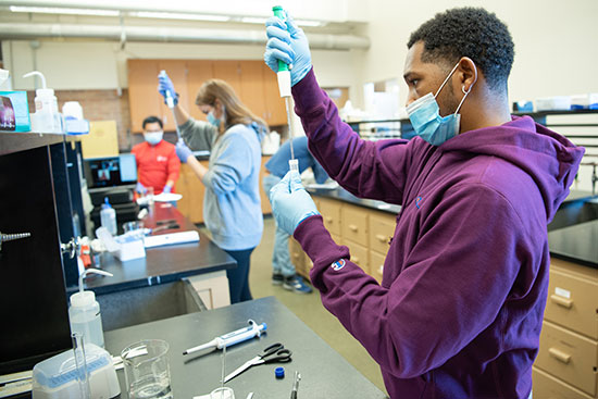 students in a lab setting